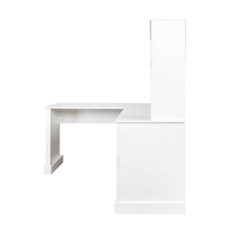 Chic White Desk with Hutch for Home Office