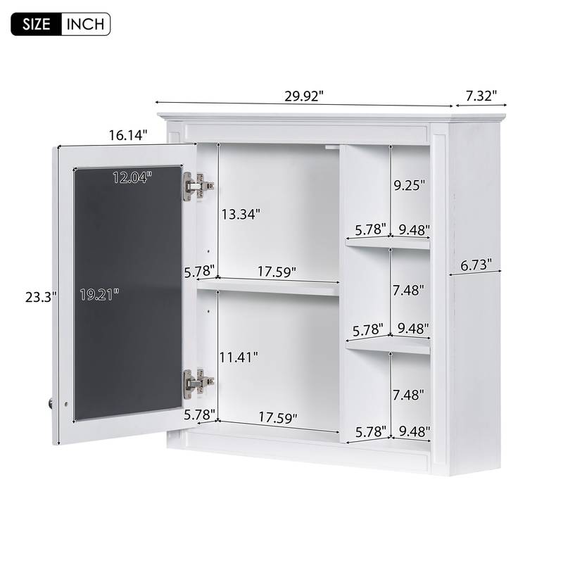 Sleek Wall-Mounted Medicine Cabinet with Mirror & Shelves