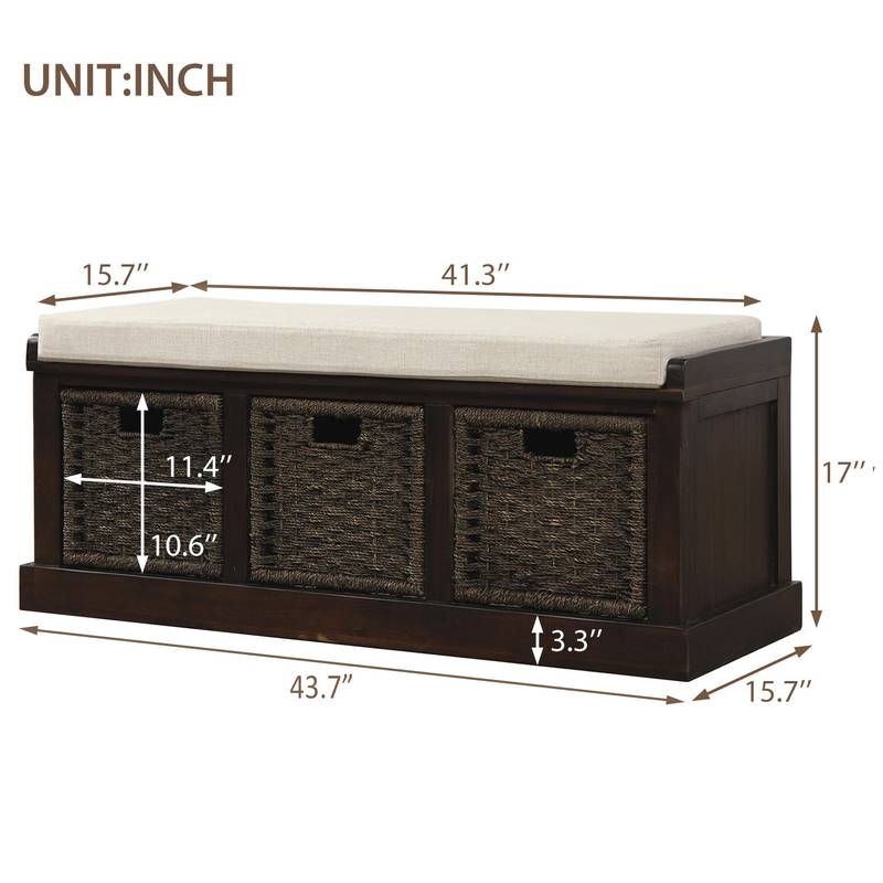Rustic Rattan Storage Bench