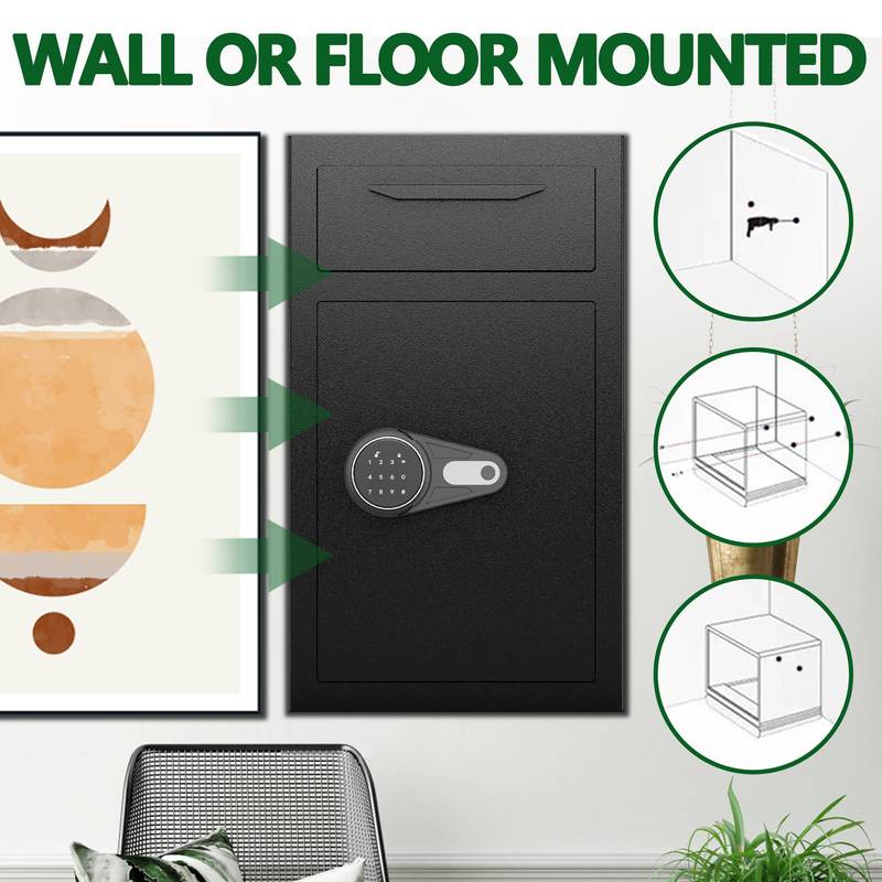 Secure Drop Safe Box with Silent Deposit and Digital Lock