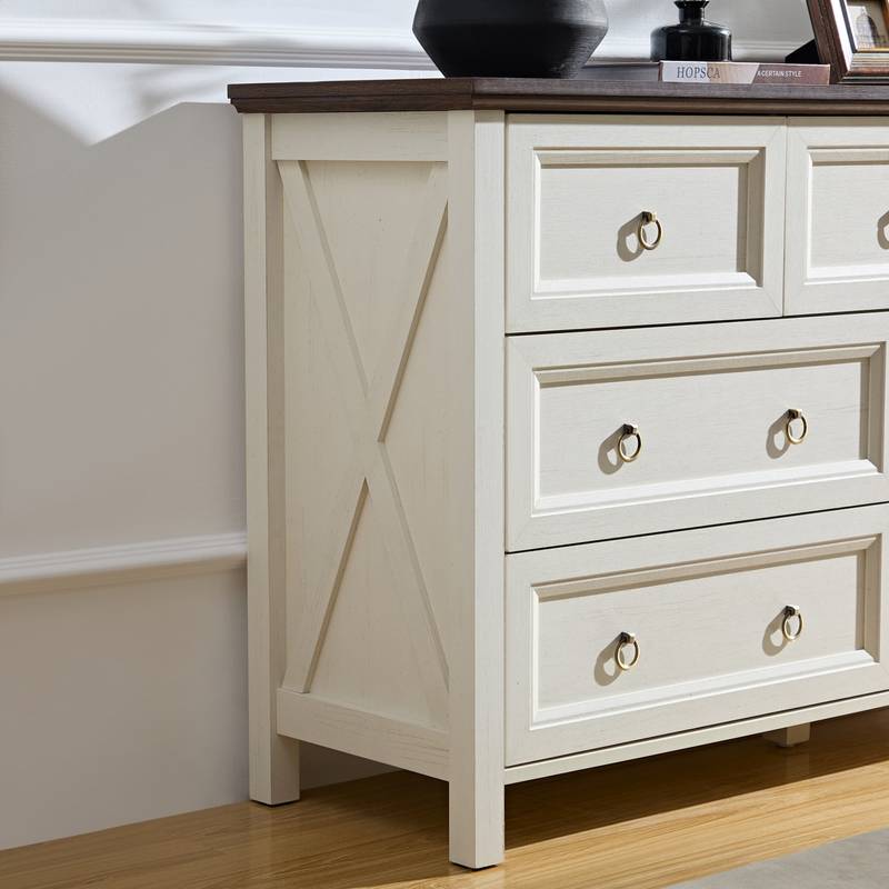 Rustic Farmhouse 7-Drawer Dresser & TV Stand