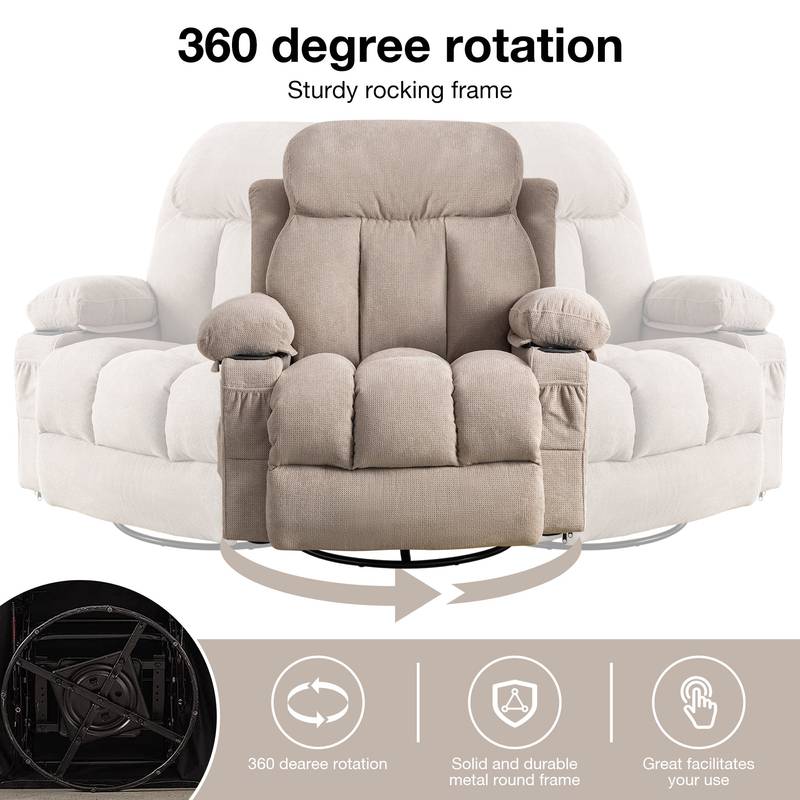Cozy Heat & Massage Recliner Sofa with USB & Cup Holders