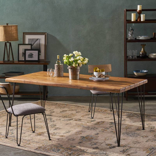Zion Rustic Wood & Metal Dining Table