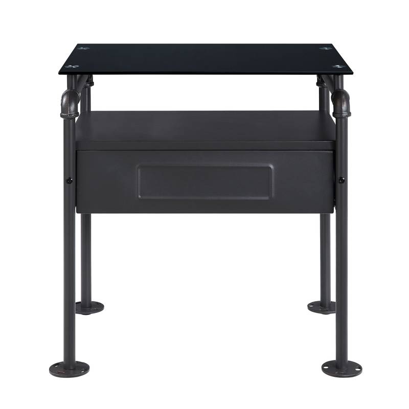 Sandy Gray Glass Nightstand