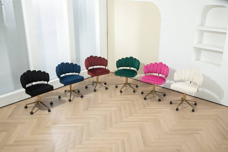 Chic Velvet Office Chair in Rose Red
