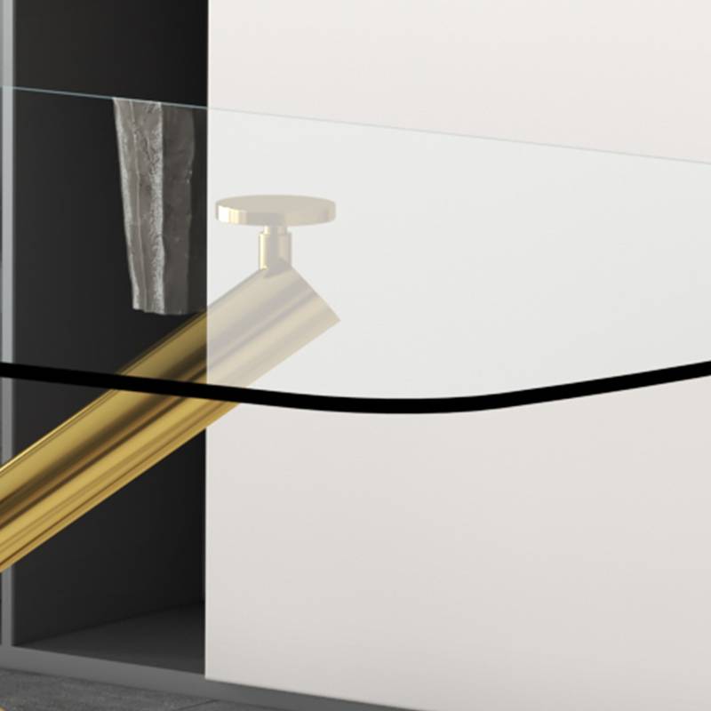 Sleek Glass Dining Table with Golden Touch