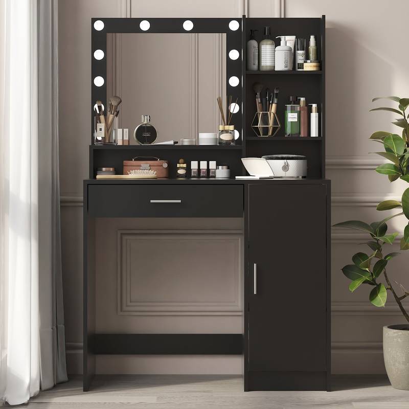 Chic Vanity Station with Mirror & Light