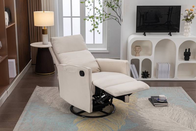 Cozy Beige Swivel Rocker Glider Chair