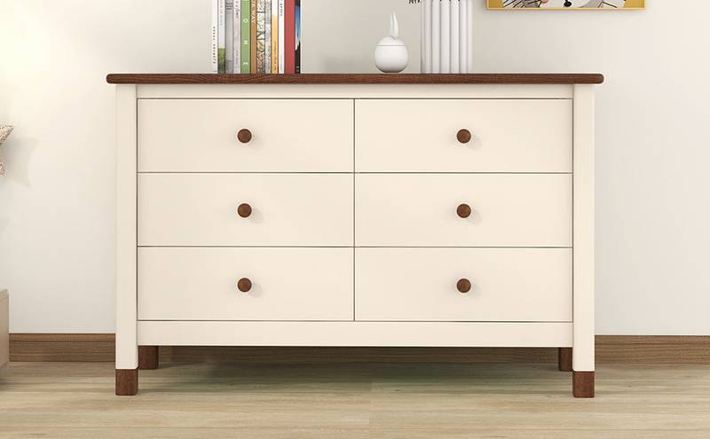 Charming Kids' Storage Dresser in Cream & Walnut