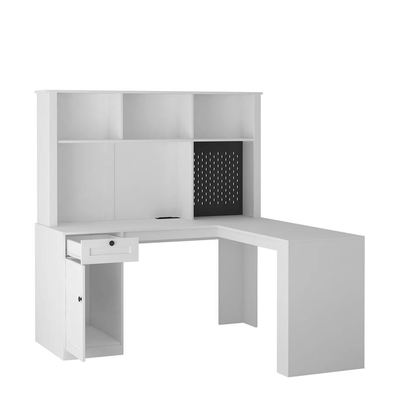 Smart Corner Desk with Storage & Outlets