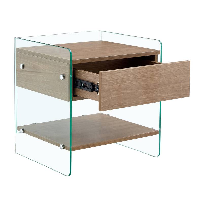 Chic Glass-Top Nightstand with Drawers