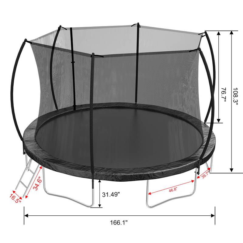 Bouncing Joy Trampoline with Safety Net and Ladder