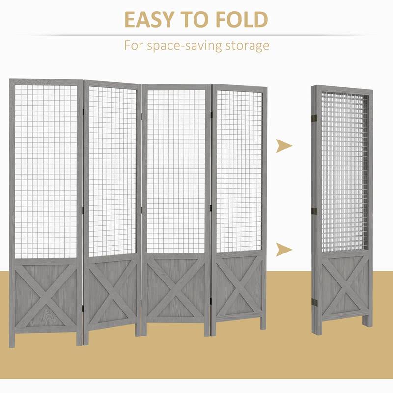 Chic Folding Room Divider - Portable Privacy Screen in Distressed Gray
