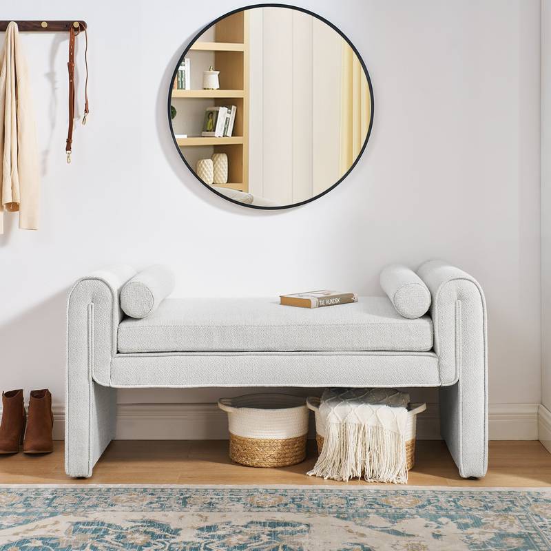 Cozy Linen Bedroom Stool - Versatile and Stylish in White