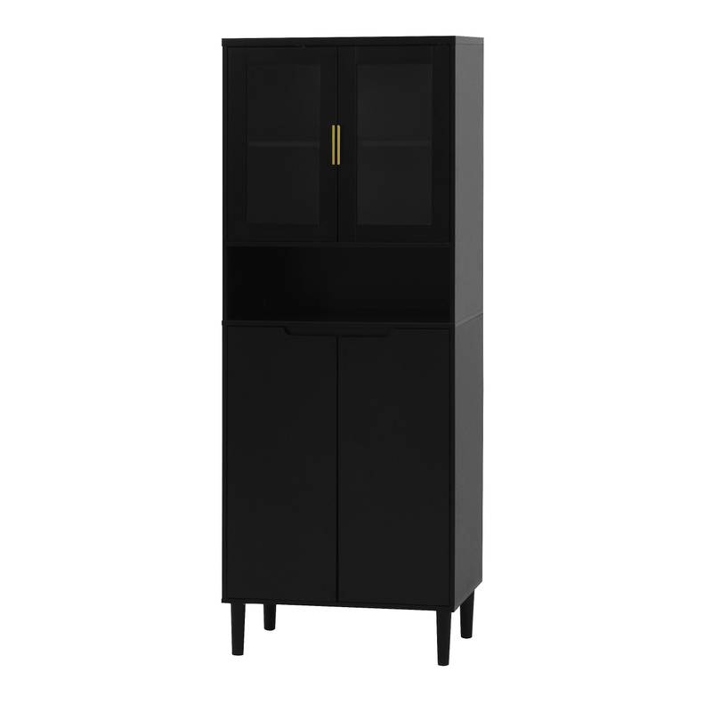 Sleek Adjustable Glass Door Bookcase - Black storage for Living & Bedroom