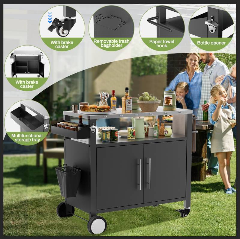 Grill Master’s Rolling Cart - Outdoor BBQ Station with Storage & Spice Rack