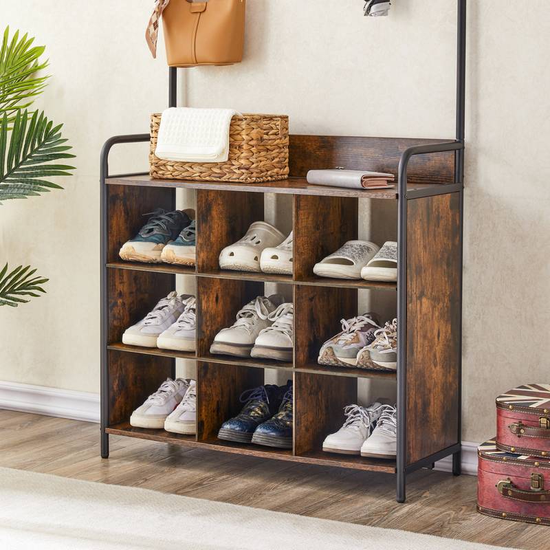 Entryway Organizer with Coat Hooks and Shoe Storage