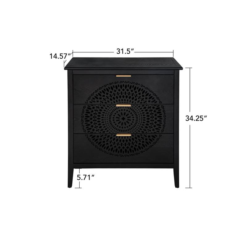 Chic Hollow-Carved 3-Drawer Storage Chest