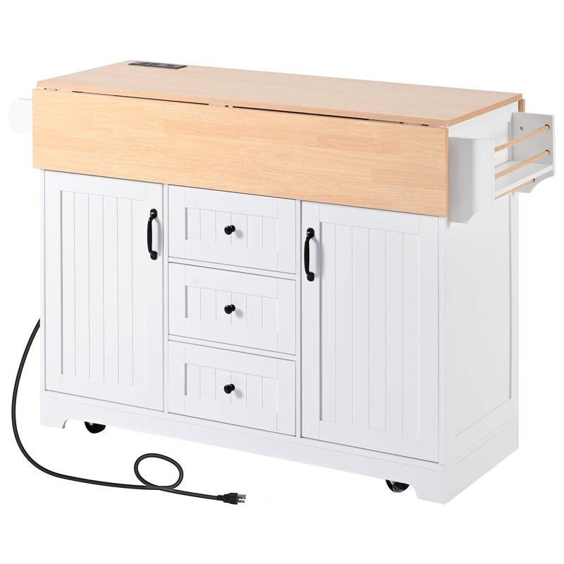 Stylish Rolling Kitchen Island with Drop Leaves and Storage