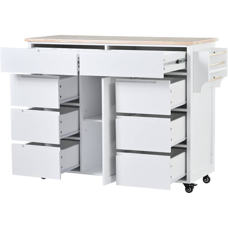 Stylish Kitchen Cart with Wood Top & Easy-Glide Drawers