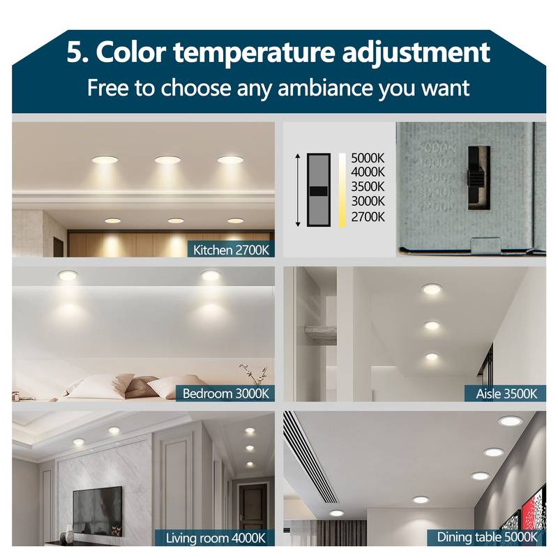 Ultra-Thin LED Recessed Lights - Dimmable & Color Changing, Pack of Twelve
