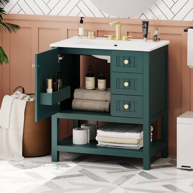 Chic Bathroom Vanity with Ceramic Sink