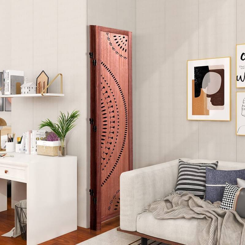 Charming Brown Wood Folding Room Divider
