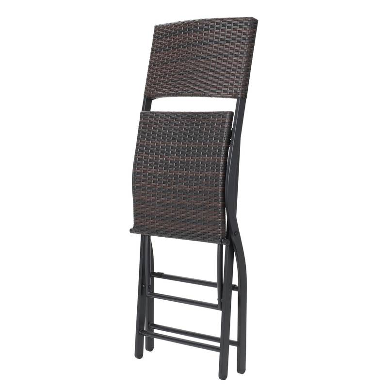 Chic Foldable Wicker Patio Bar Stools - Set of Two
