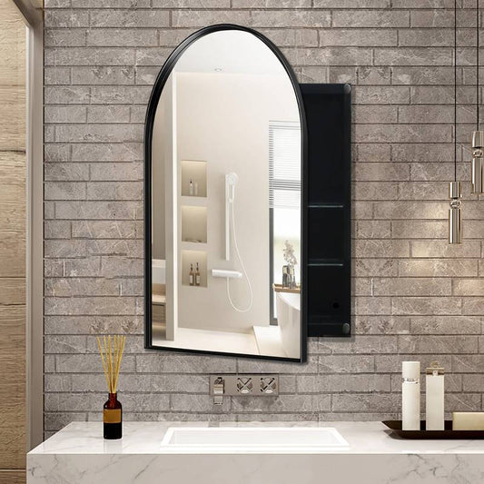 Sleek Arched Medicine Cabinet with Mirror & Adjustable Shelves