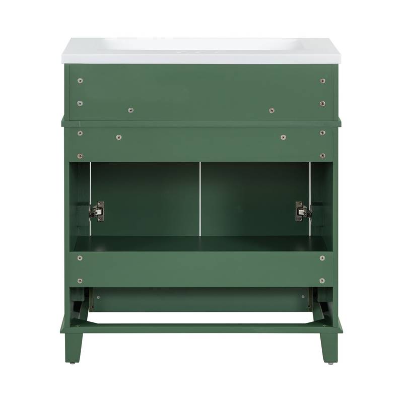 Vintage Green Bathroom Vanity with Soft-Close Storage