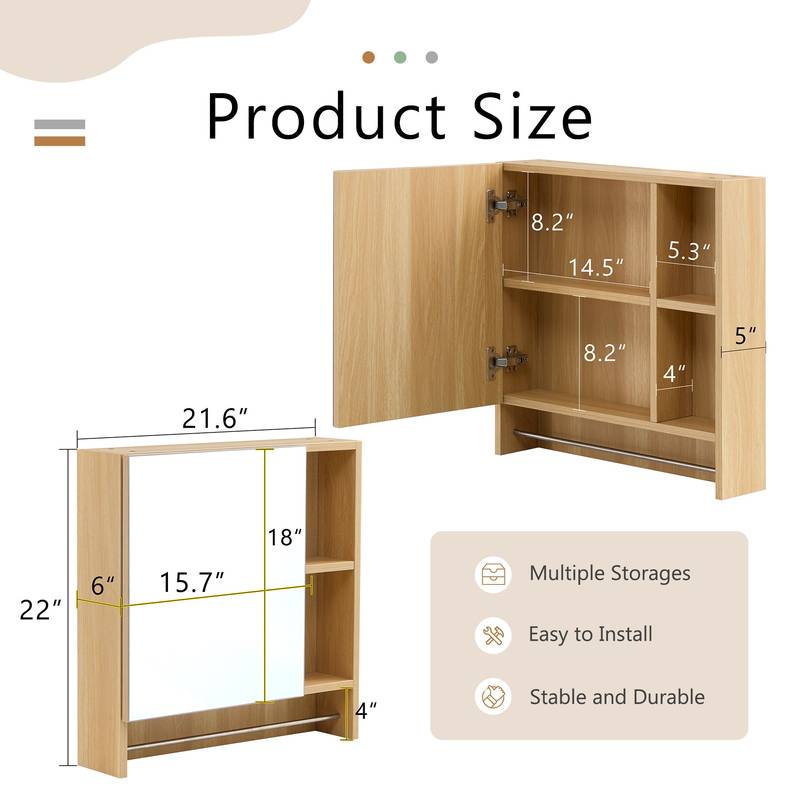 Stylish Wall-Mounted Bathroom Cabinet with Towel Rack and Shelves