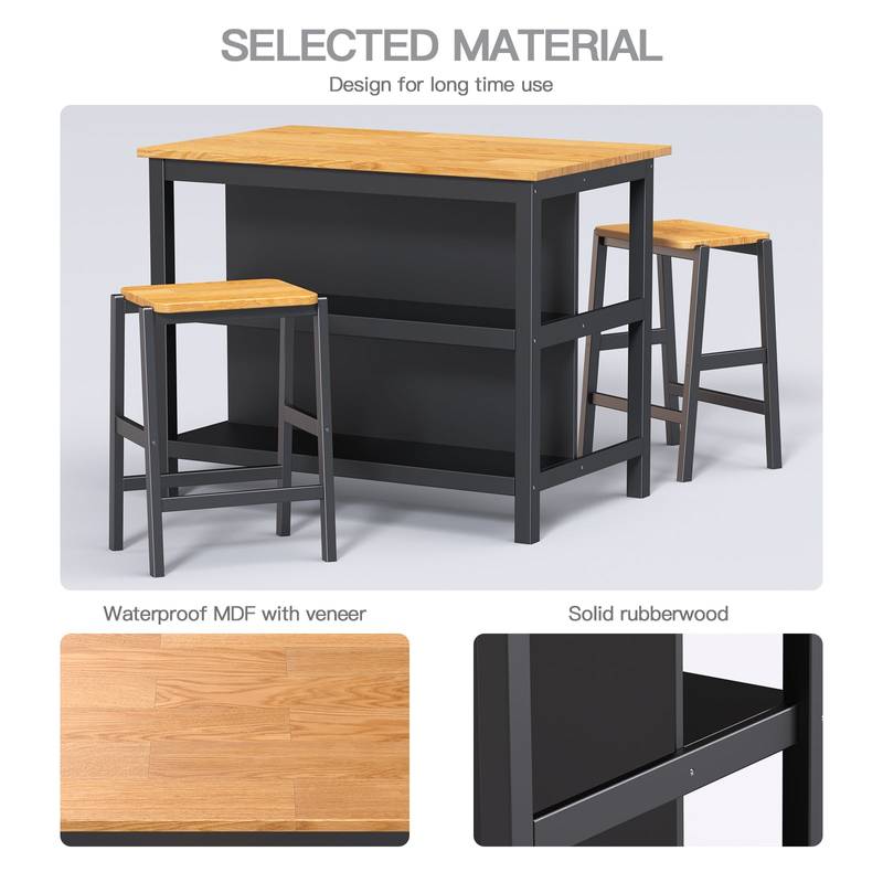 Cozy Rustic Dining Set for Two with Storage