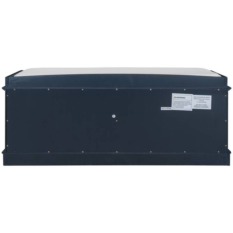 Navy Storage Bench with Cushion & Shelves