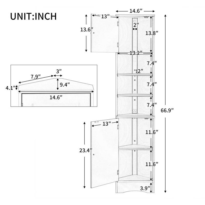 Stylish Corner Storage Cabinet for Bathroom
