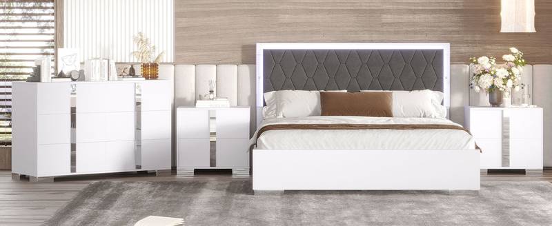 Dreamy LED Bedroom Set with Glam Mirror Accents
