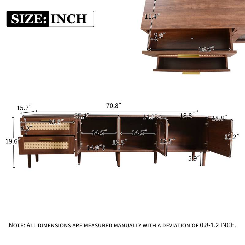 Rattan-Inspired TV Console with Stylish Storage