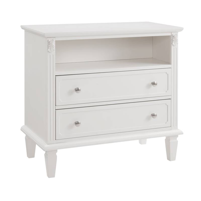 Charming Farmhouse Nightstand with Charging Station and Drawers