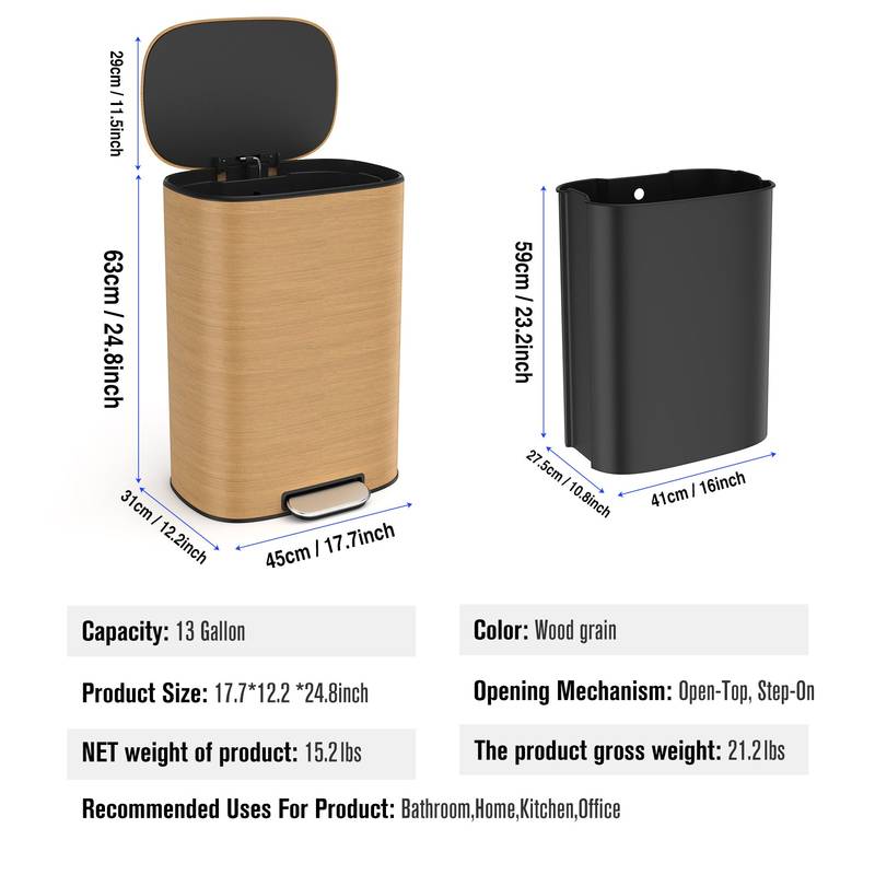 Soft Close Step Trash Can - Stainless Steel Elegance