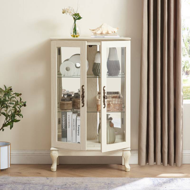 Elegant Lighted Curio Cabinet with Glass Doors