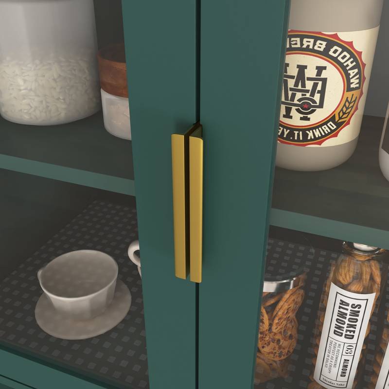 Stylish Green Glass Door Bookcase - Versatile Storage for Any Room