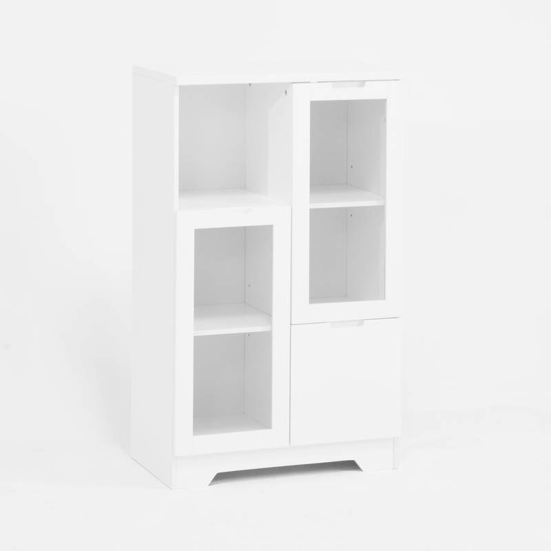 Chic White Glass Door Cabinet