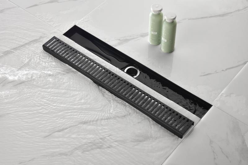 Sleek Linear Shower Drain with Easy-Clean Grate and Hair Strainer