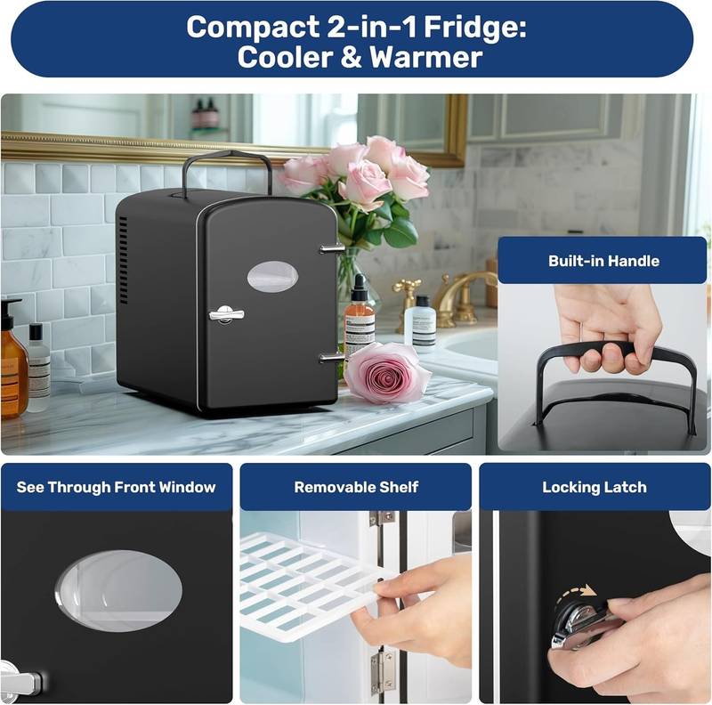 Chill & Warm Mini Fridge - Eco-Friendly Portable Cooler with Window