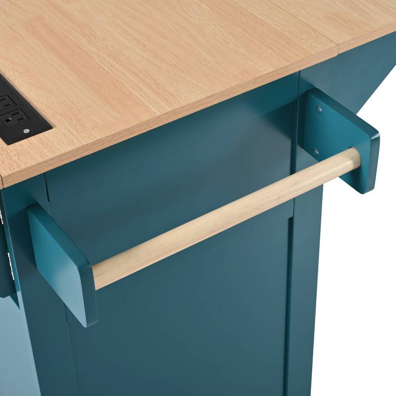Versatile Rolling Kitchen Island with Drop Leaves and Power Outlet