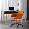 Chic Velvet Swivel Chair with Gold Legs - Orange