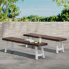 Chic Dark Brown & White Outdoor Benches (Set of Two)