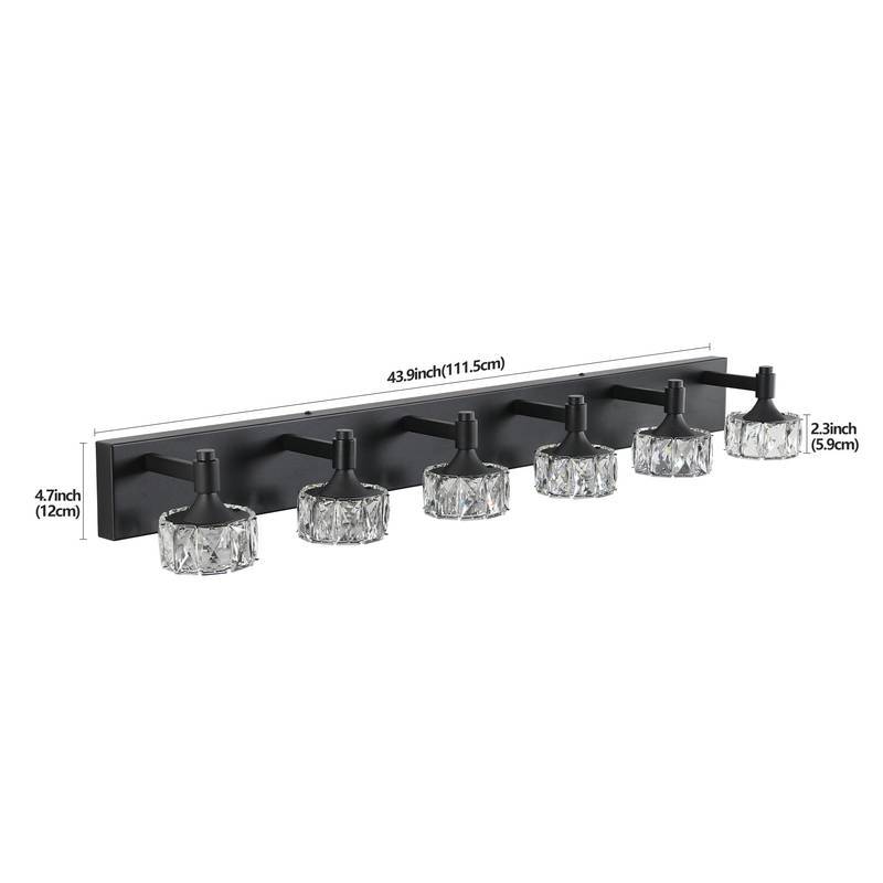 Chic Black LED Vanity Light with Crystal Shades