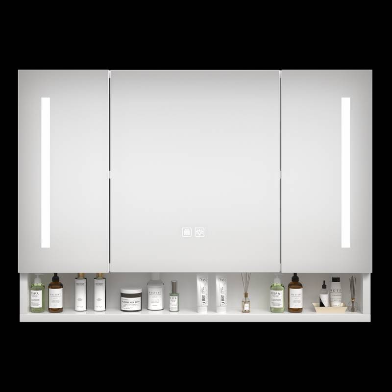Sleek LED Bathroom Cabinet with Mirror and Multi-Level Storage