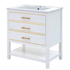 Navy Bliss Bathroom Vanity with Open Storage & Two Drawers