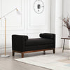 Chic Black Upholstered Bench with Bolster Pillows